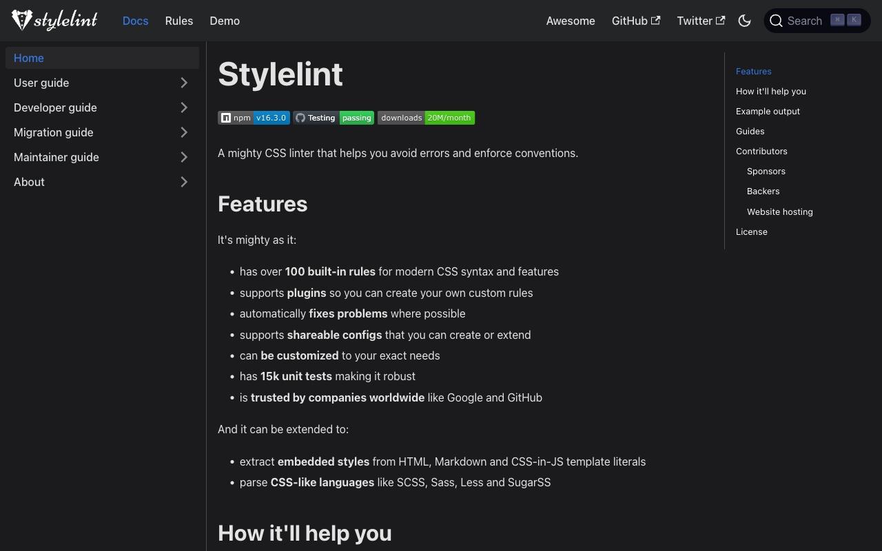Stylelint screenshot