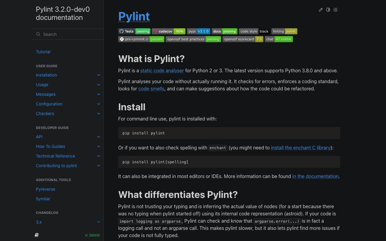 pylint screenshot