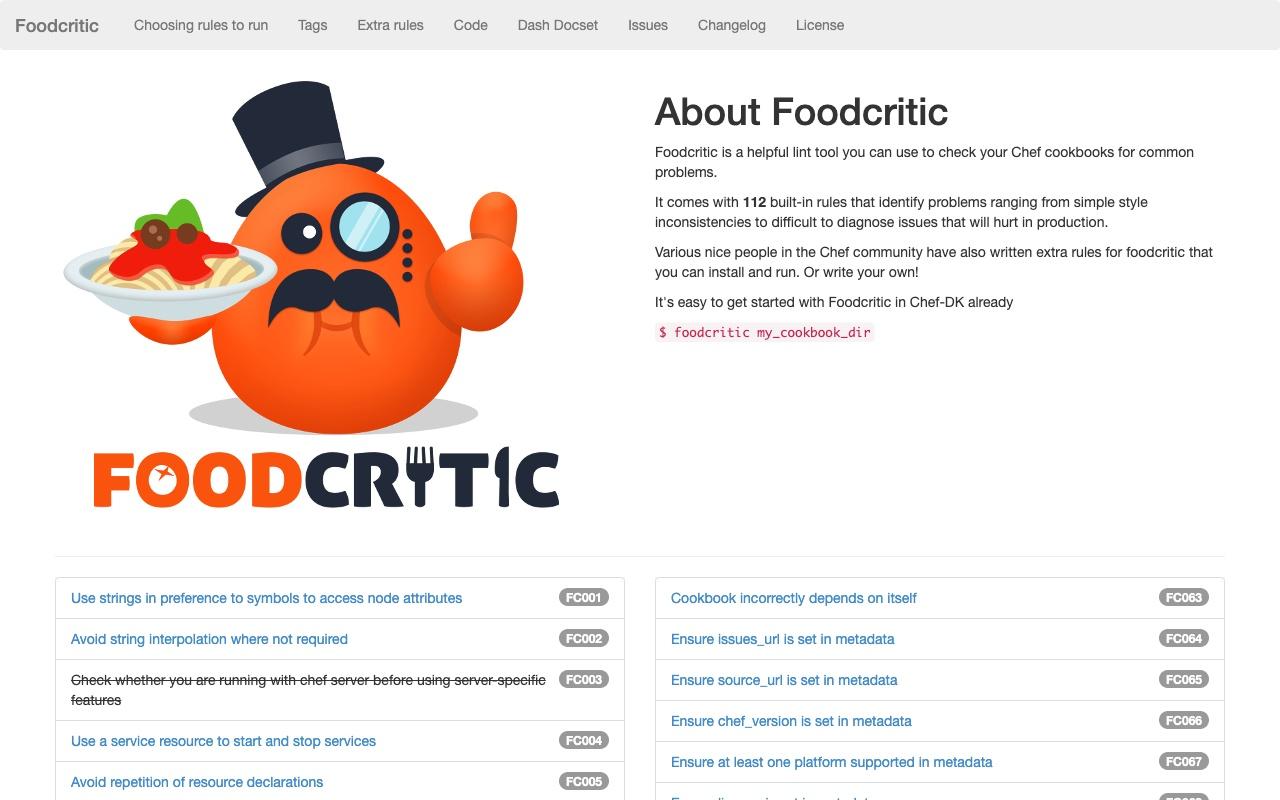 foodcritic screenshot