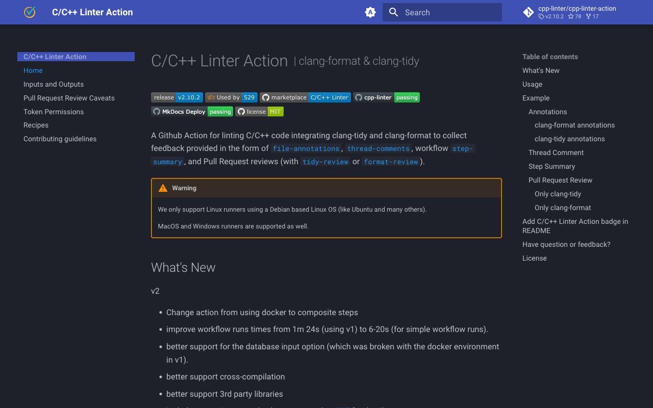 cpp-linter-action screenshot