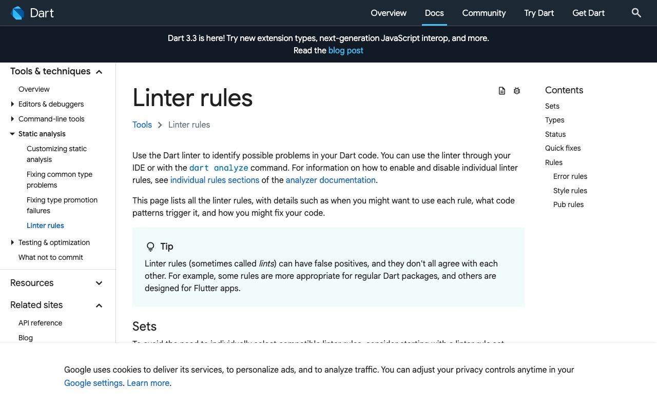 Linter for dart screenshot