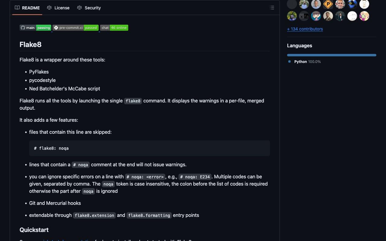 flake8 screenshot