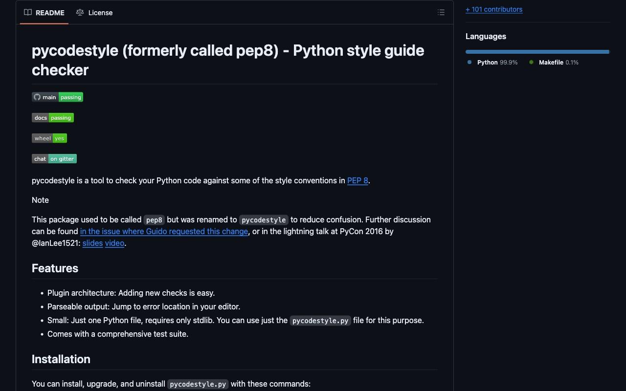 pycodestyle screenshot