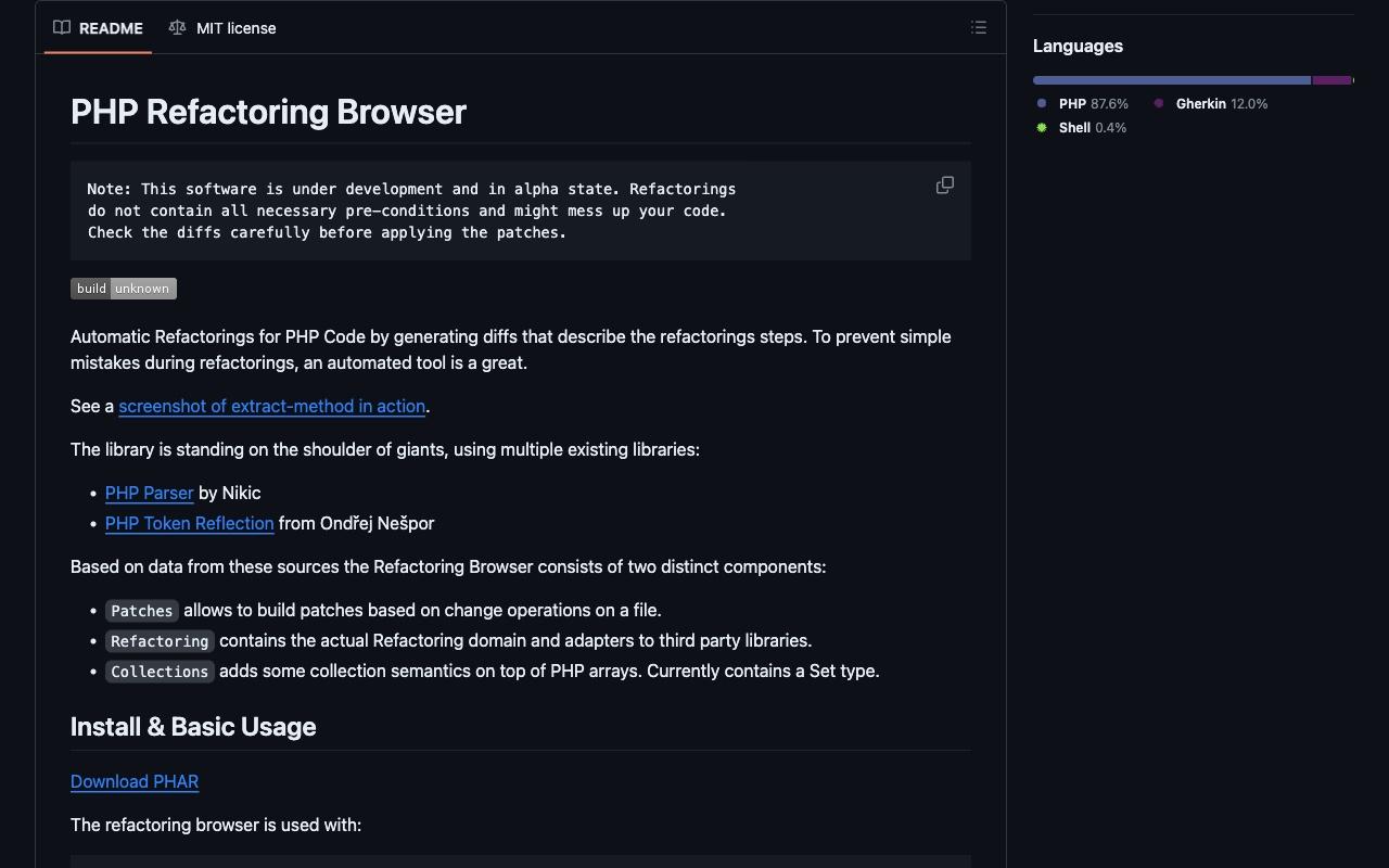 PHP Refactoring Browser screenshot