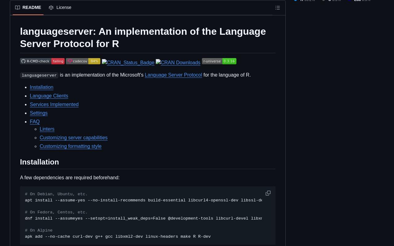 R Language Server screenshot