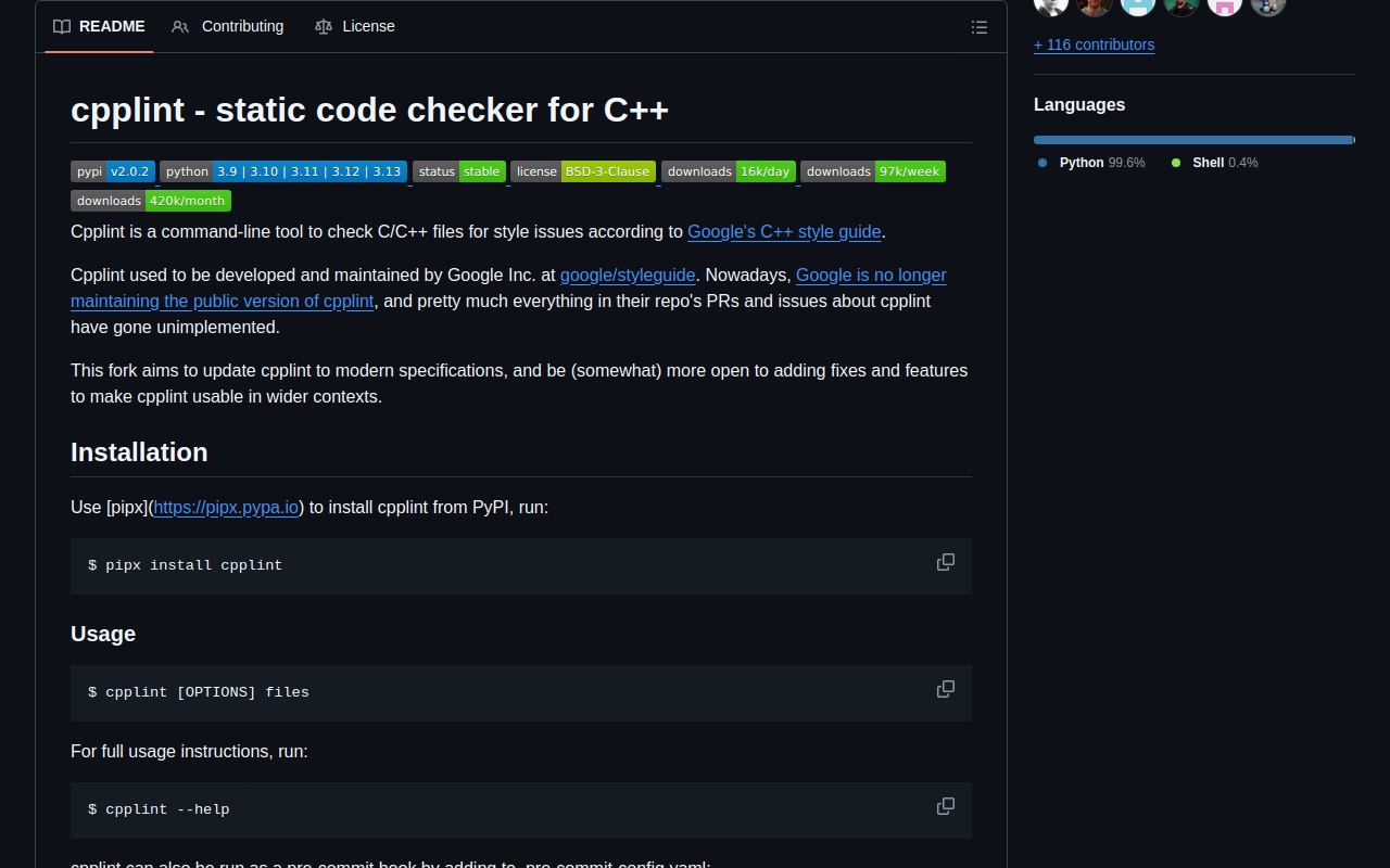 cpplint screenshot