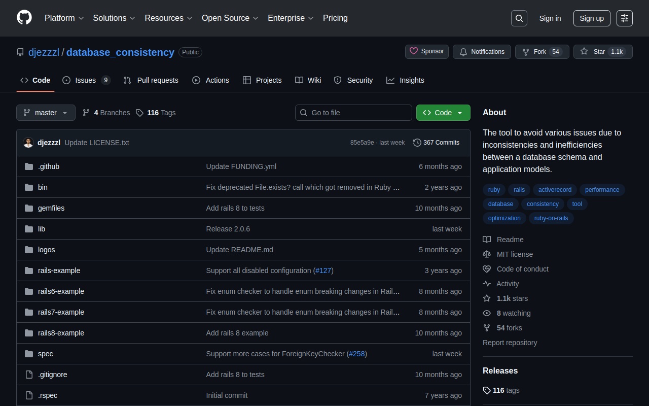 DatabaseConsistency screenshot