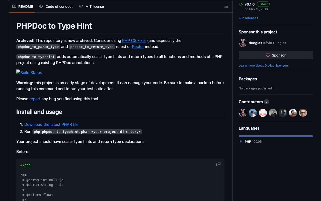phpdoc-to-typehint screenshot