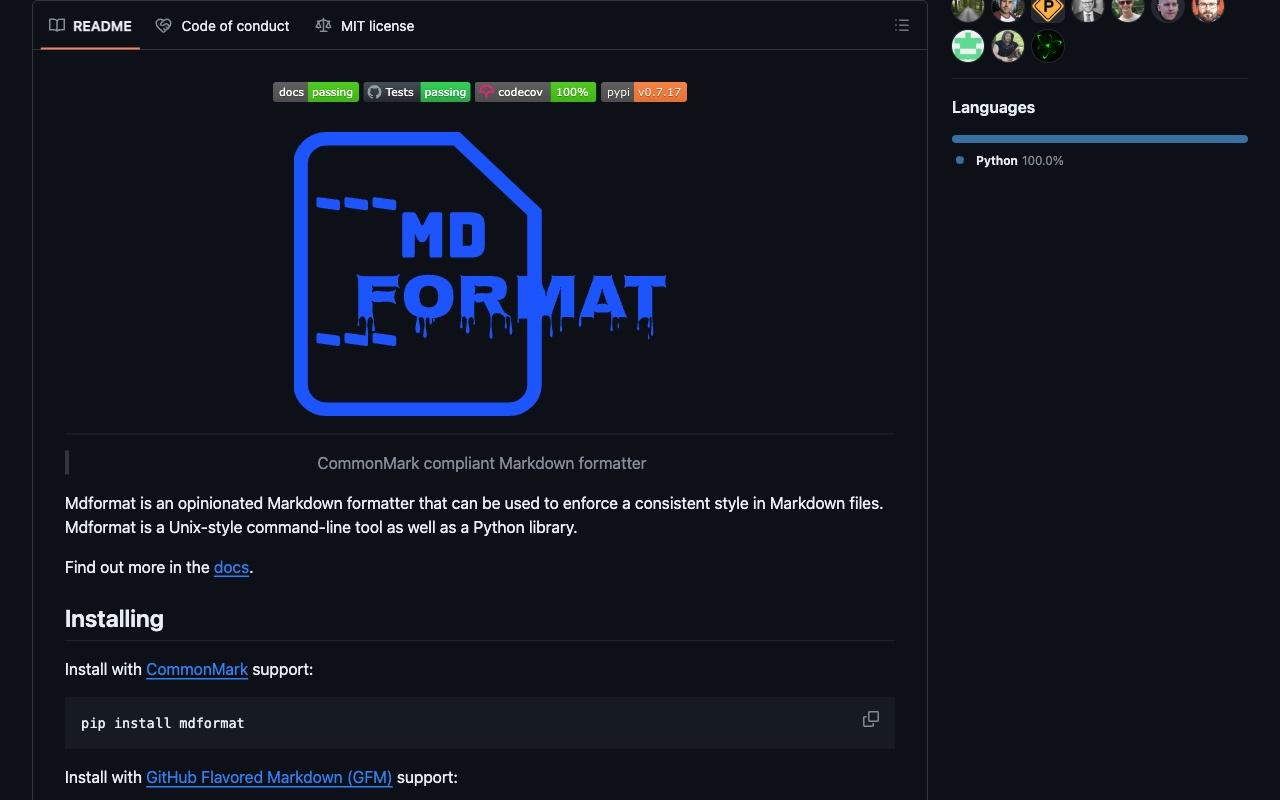 mdformat screenshot