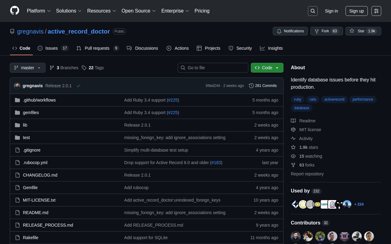 Active Record Doctor screenshot