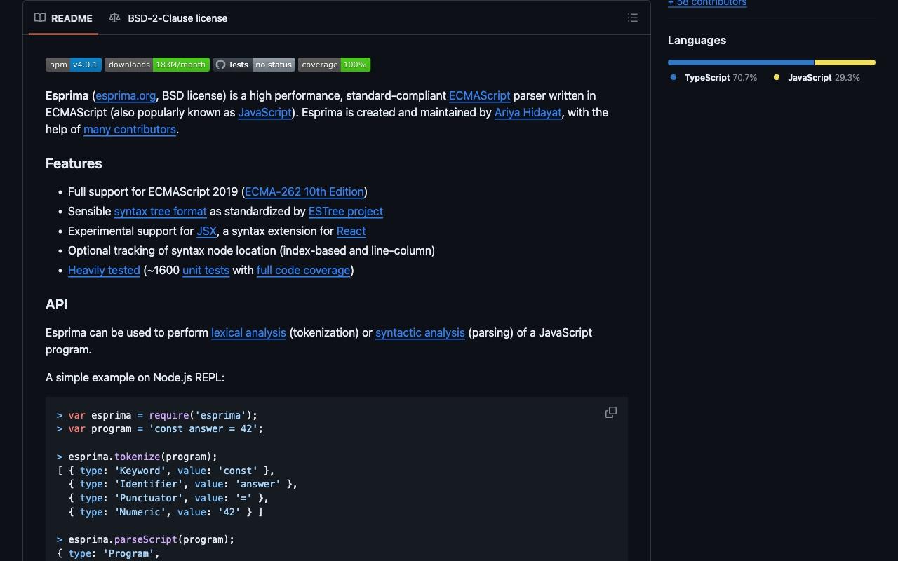 Esprima screenshot