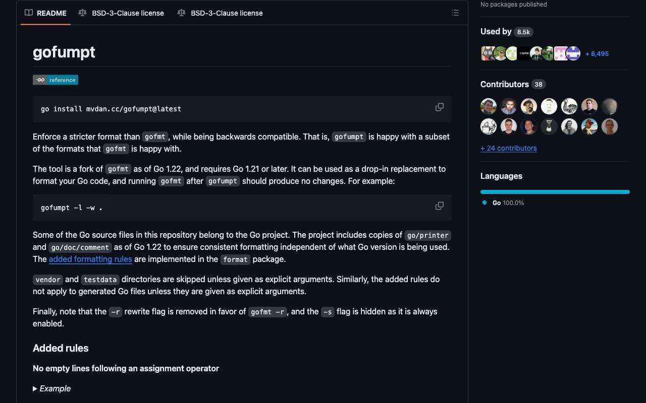 gofumpt screenshot
