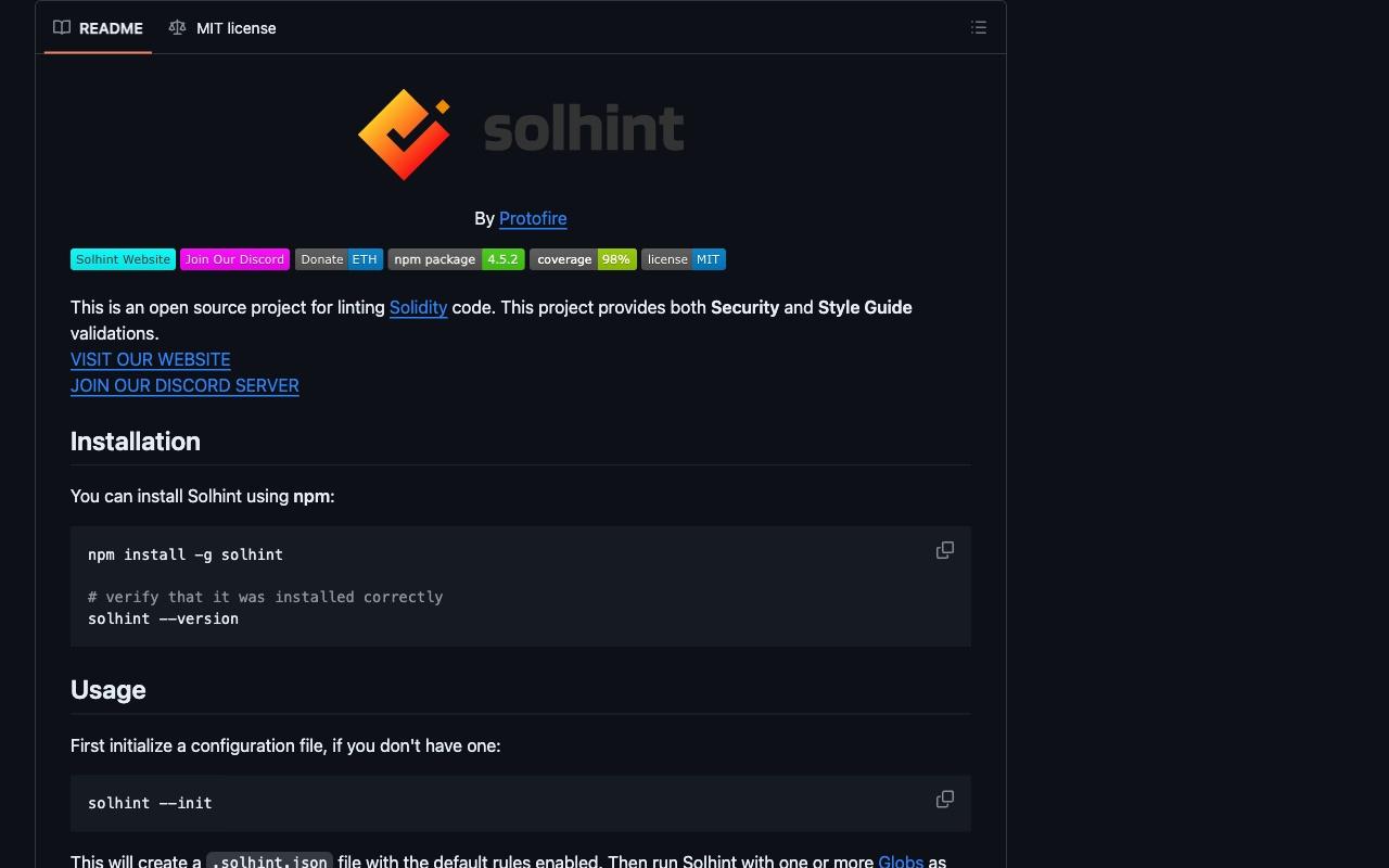 solhint screenshot