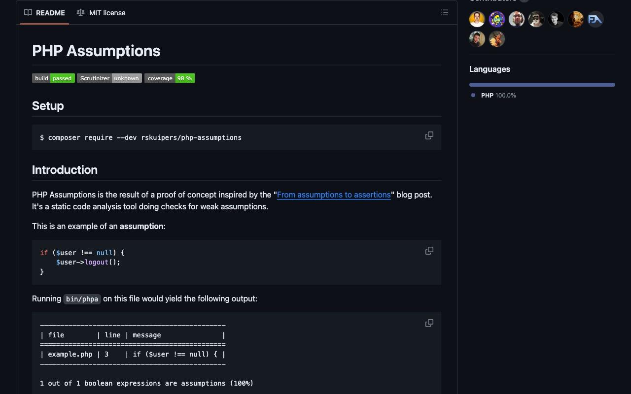 PHP Assumptions screenshot