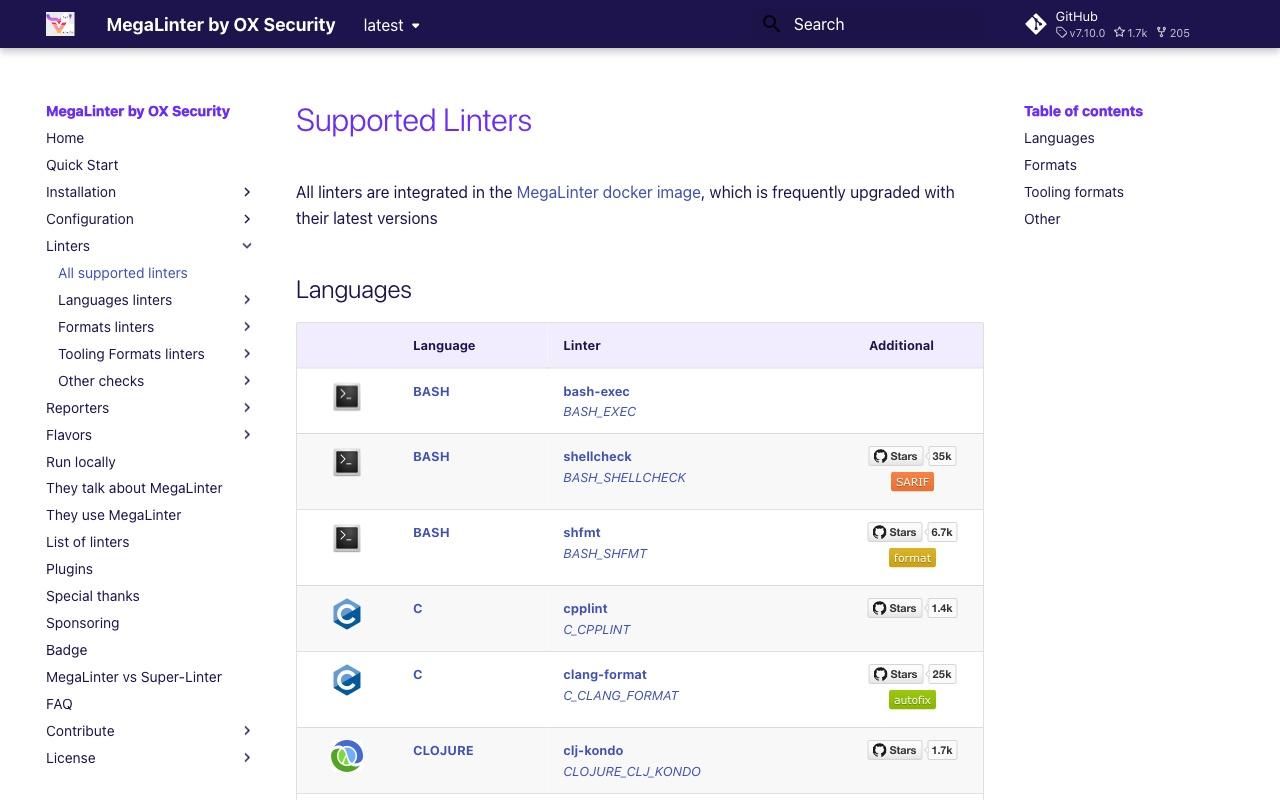 Mega-Linter screenshot