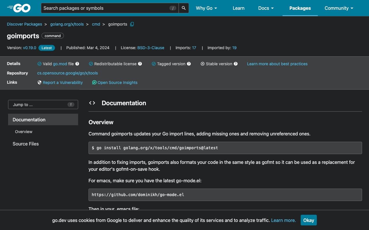 goimports screenshot