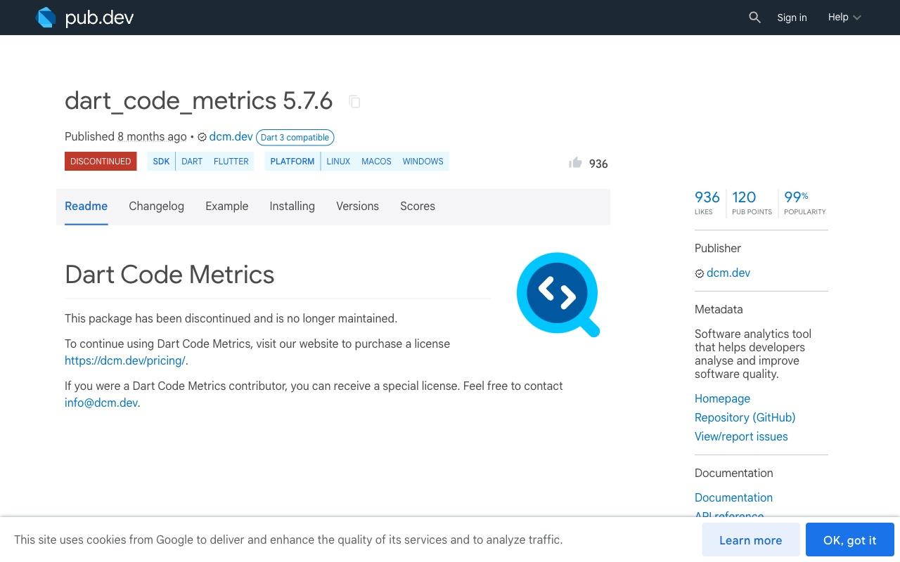 Dart Code Metrics screenshot