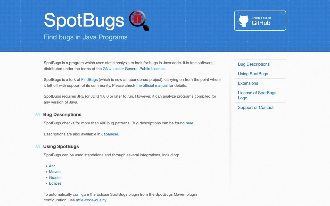 SpotBugs screenshot