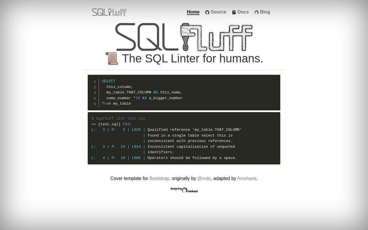 SQLFluff, a linter/formatter for Sql Rating And Alternatives