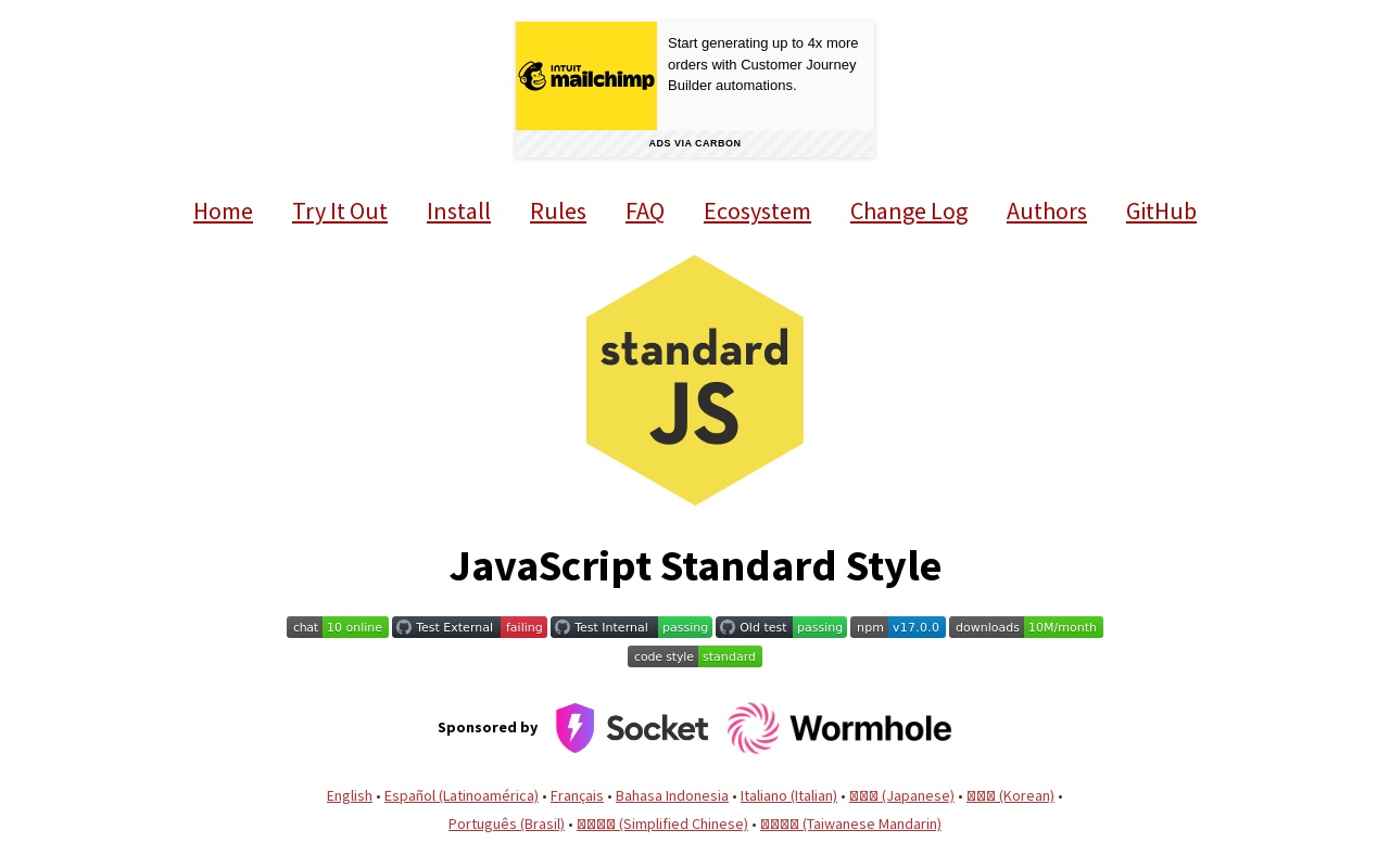 standard, a linter for Javascript Rating And 67 Alternatives