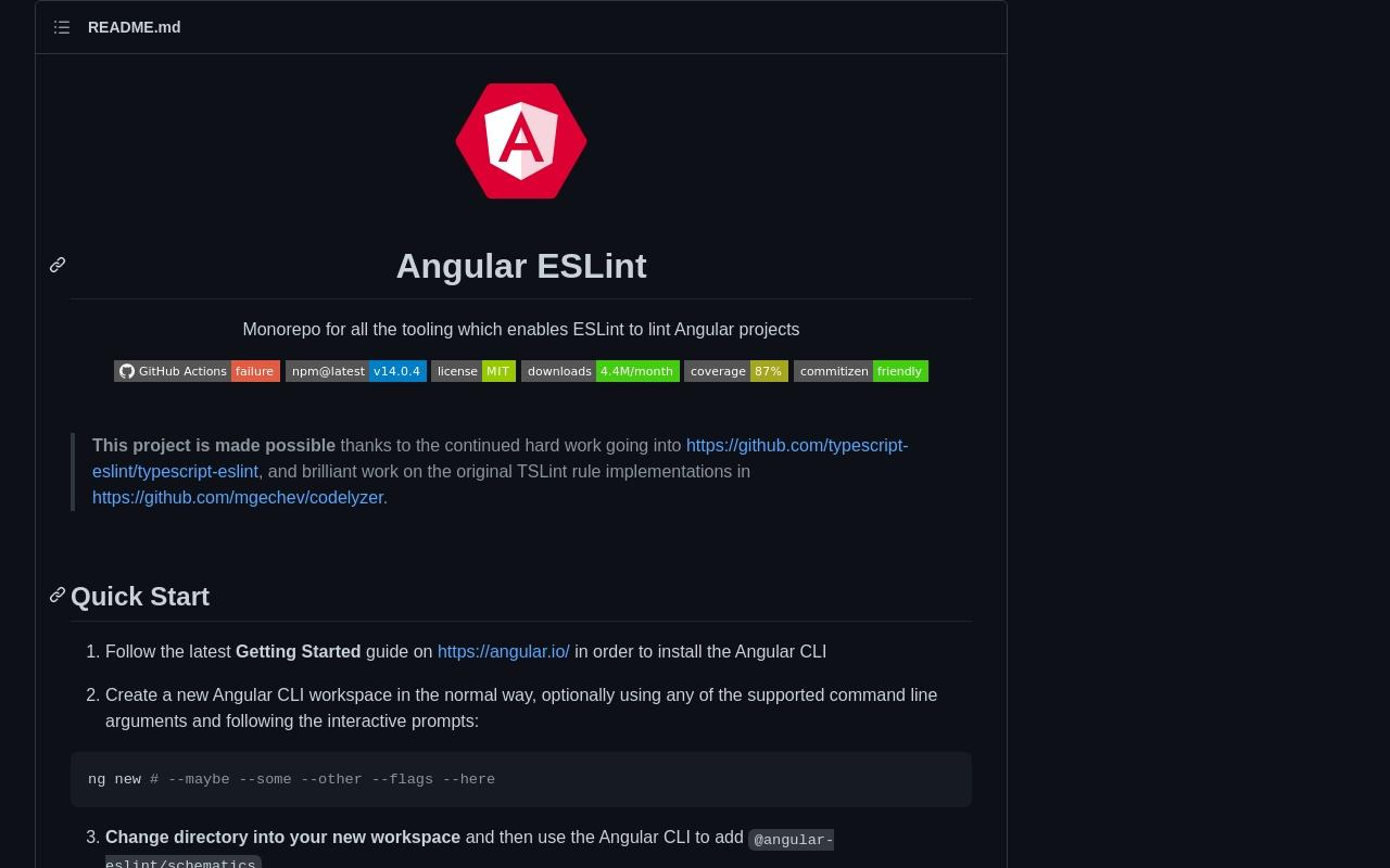 Angular ESLint screenshot