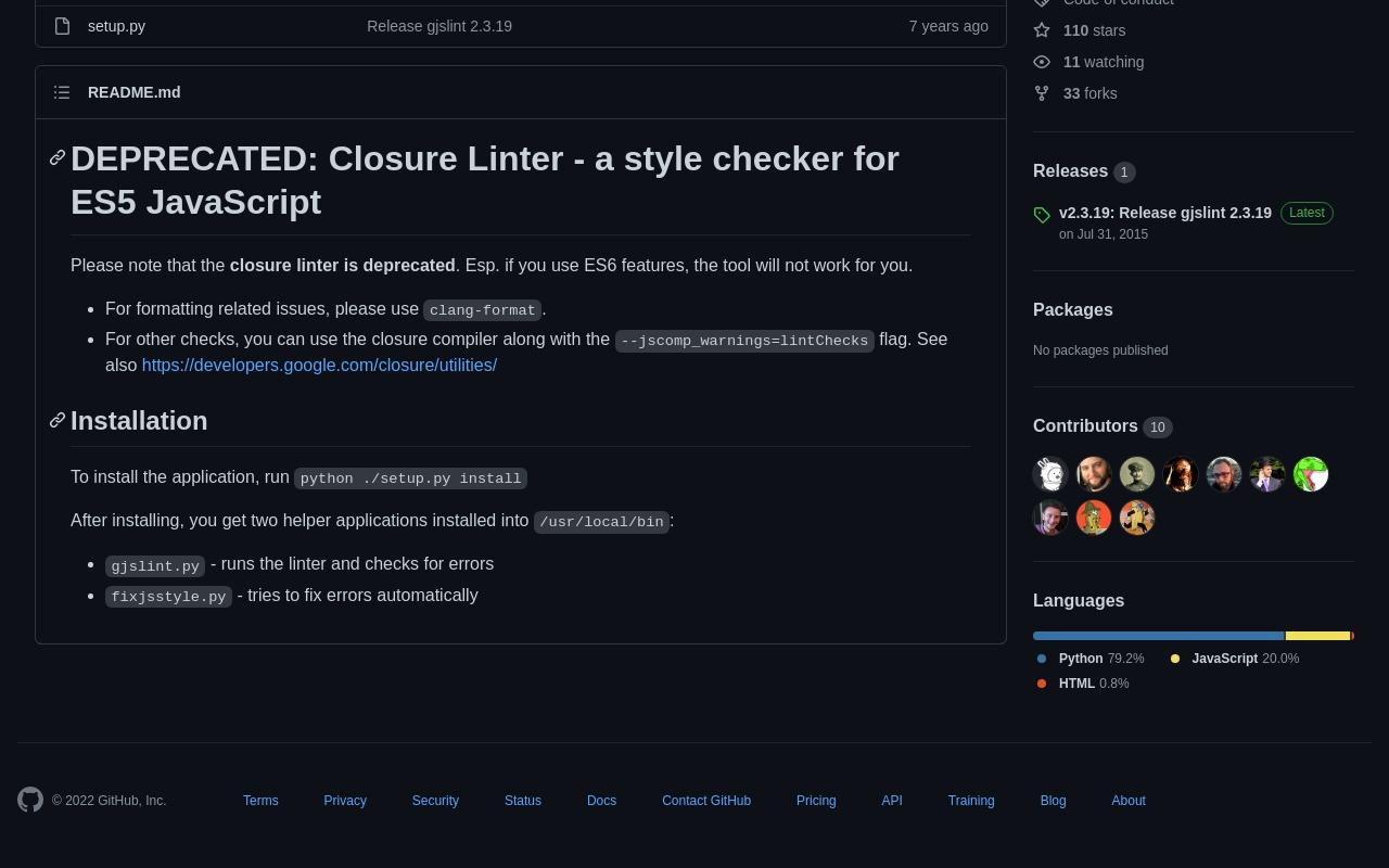 ClosureLinter screenshot