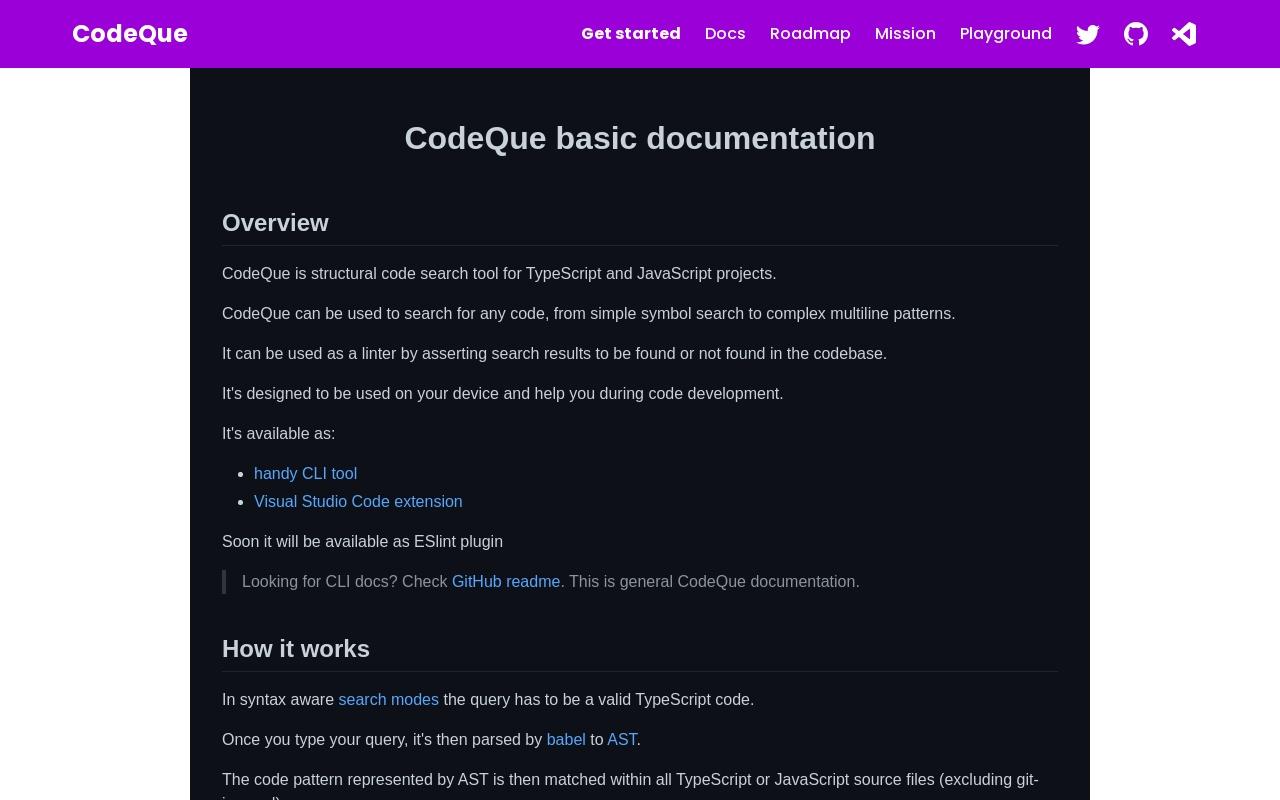 CodeQue screenshot