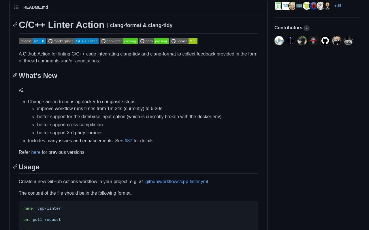 cpp-linter-action screenshot