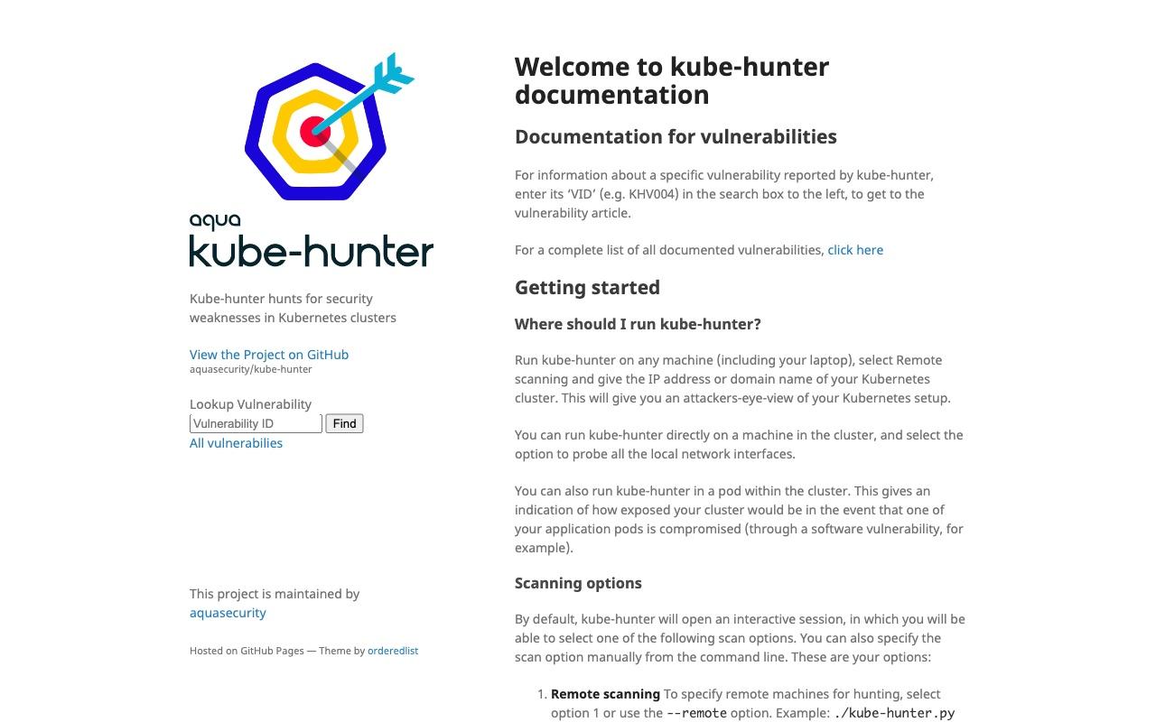 kube-hunter screenshot