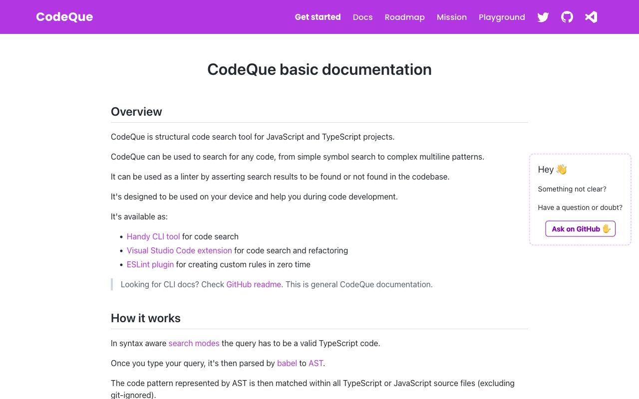 CodeQue screenshot