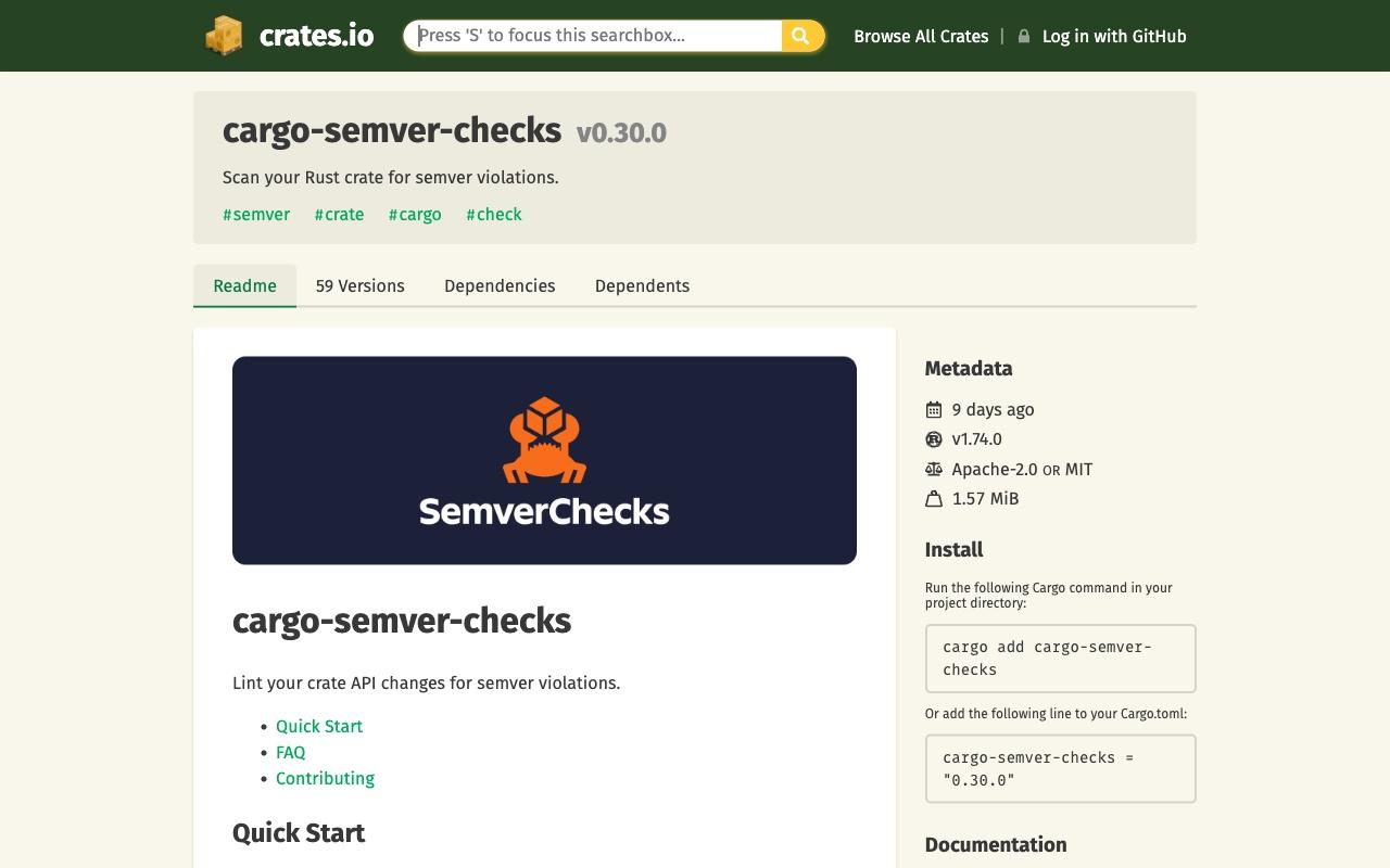 cargo-semver-checks screenshot