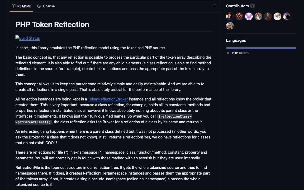 PHP-Token-Reflection screenshot