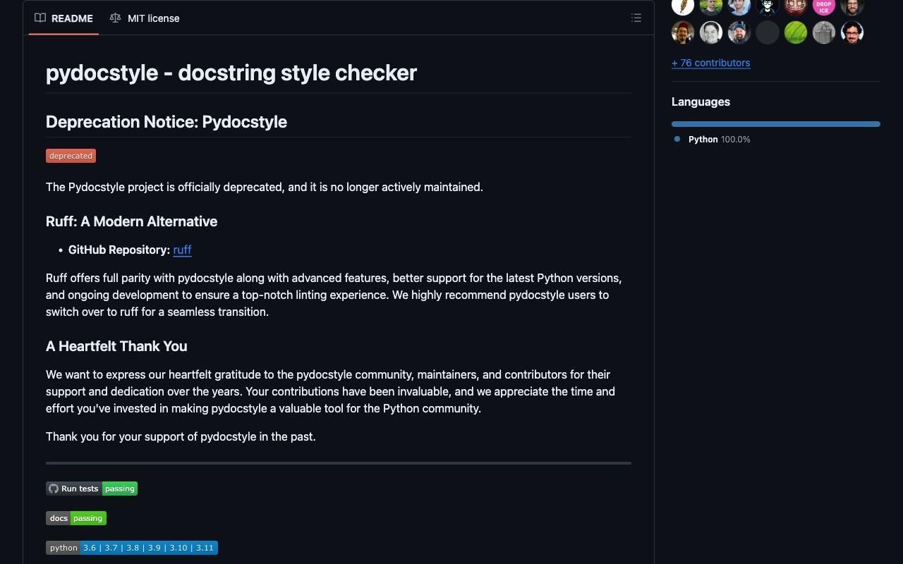 pydocstyle screenshot