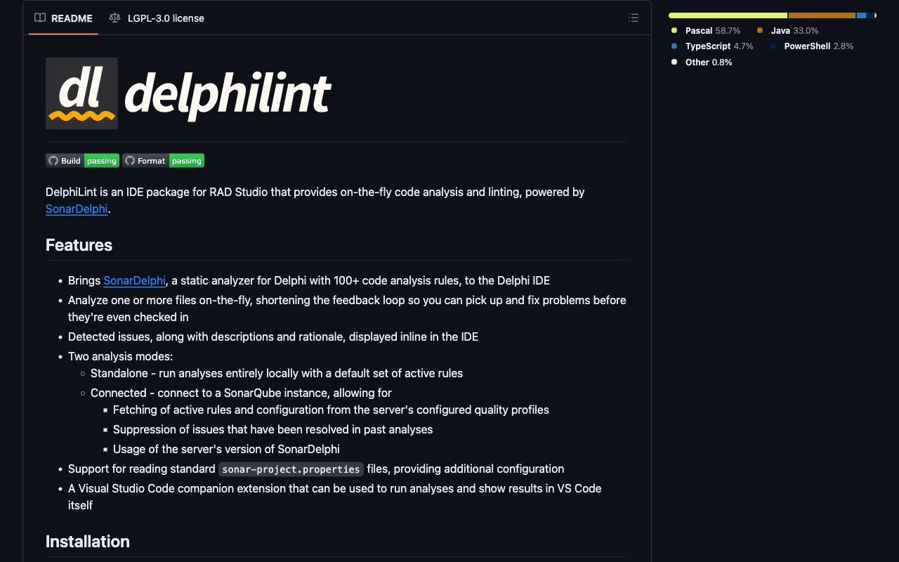 DelphiLint screenshot