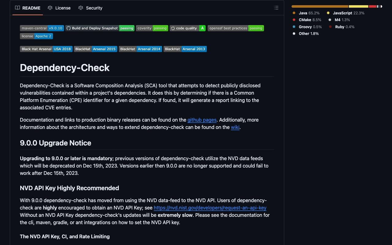 OWASP Dependency Check screenshot