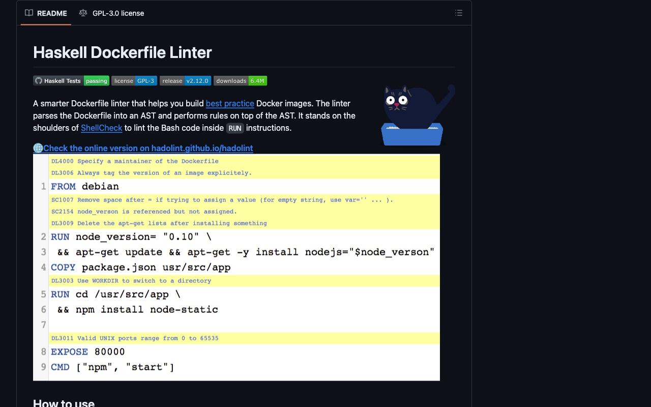 Haskell Dockerfile Linter screenshot