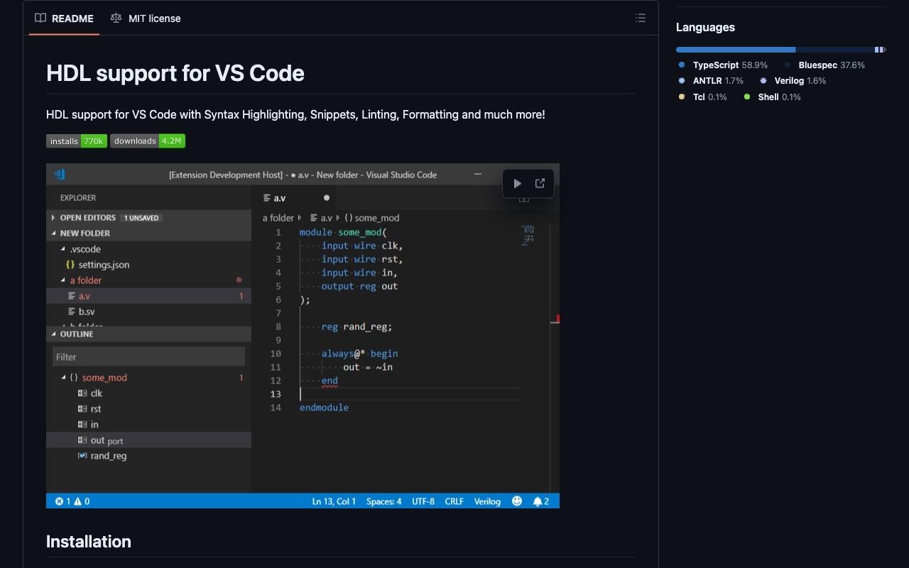 vscode-verilog-hdl-support screenshot