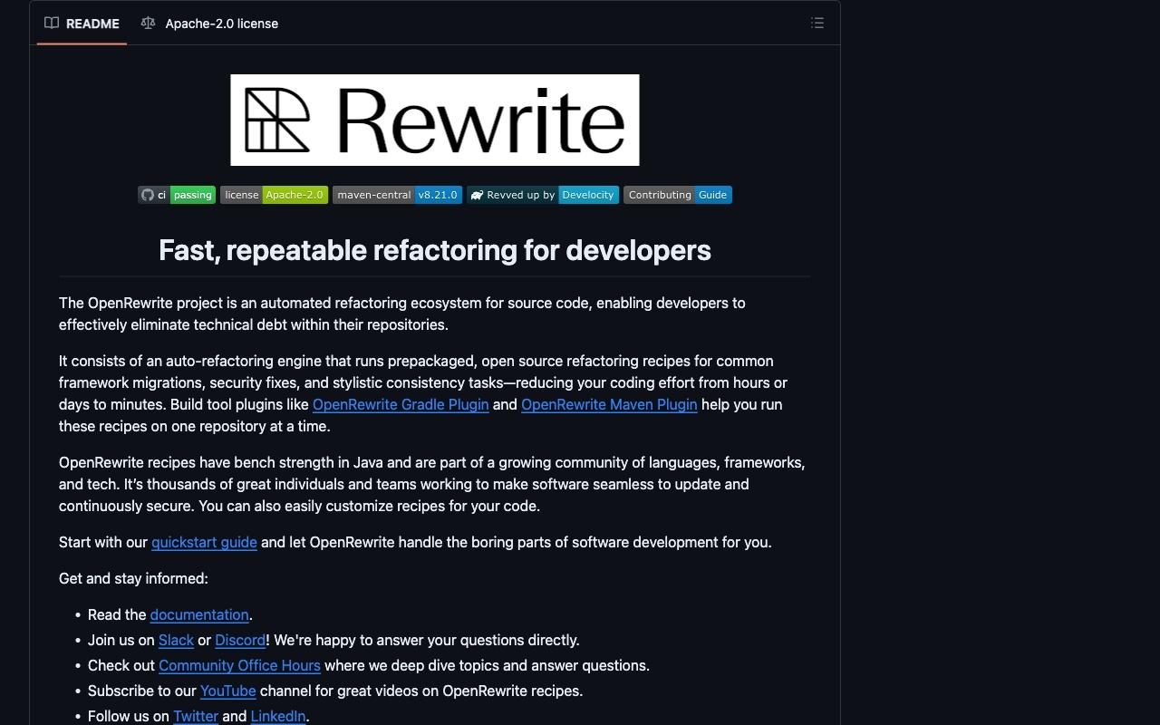 OpenRewrite screenshot