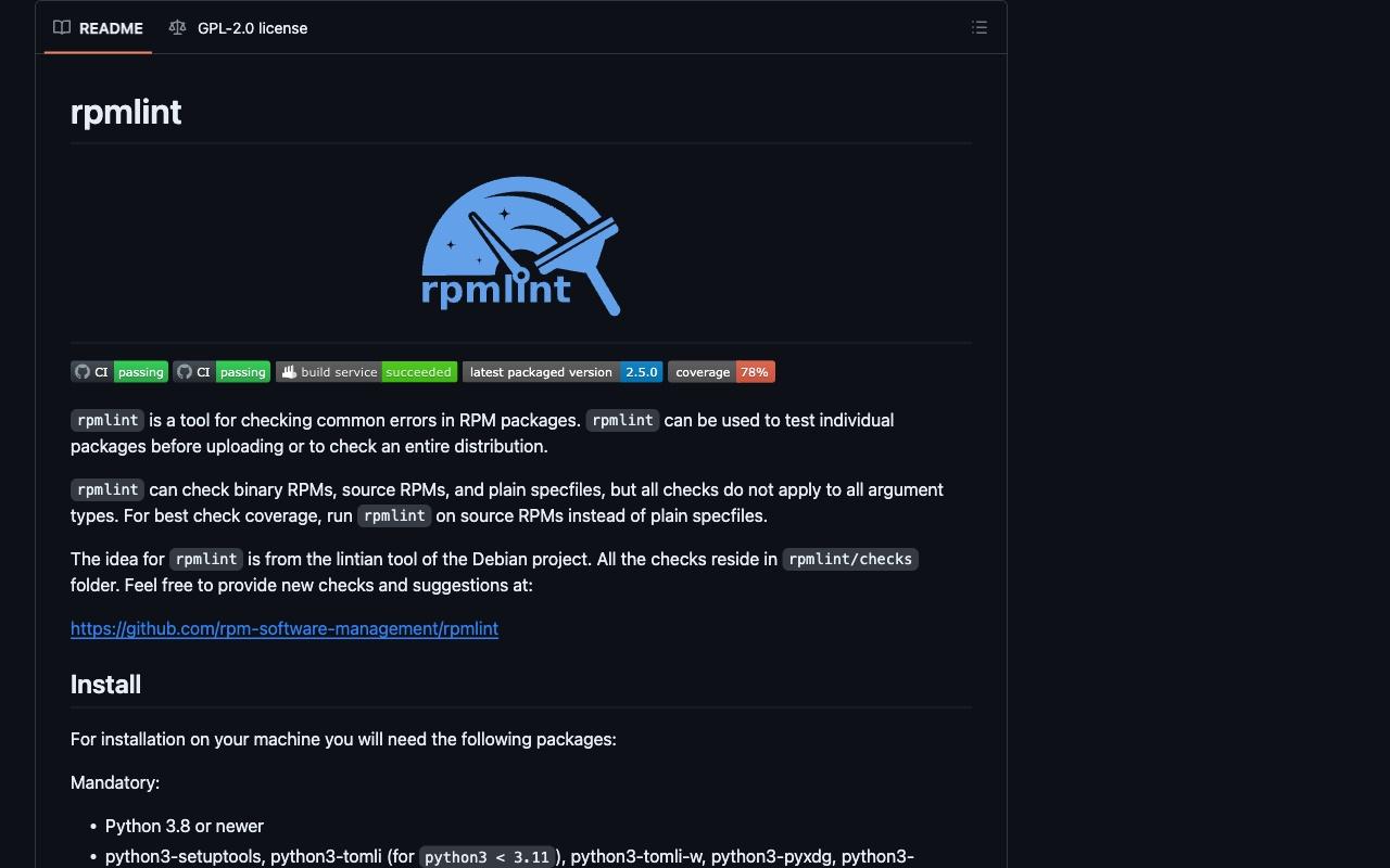 rpmlint screenshot