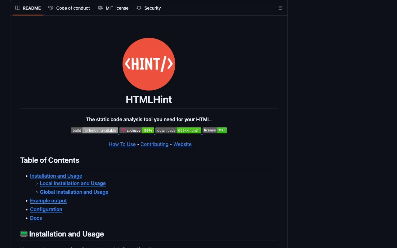 HTMLHint screenshot
