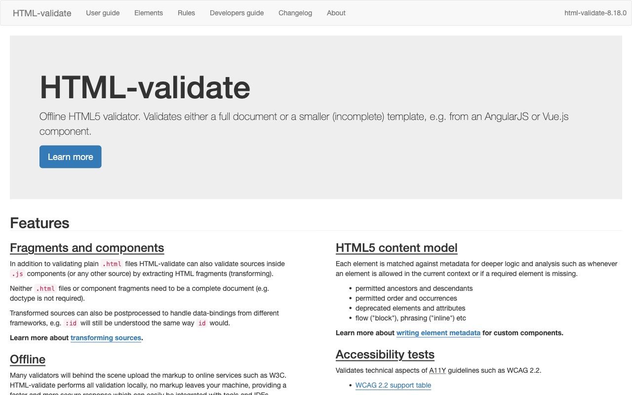 HTML-Validate screenshot