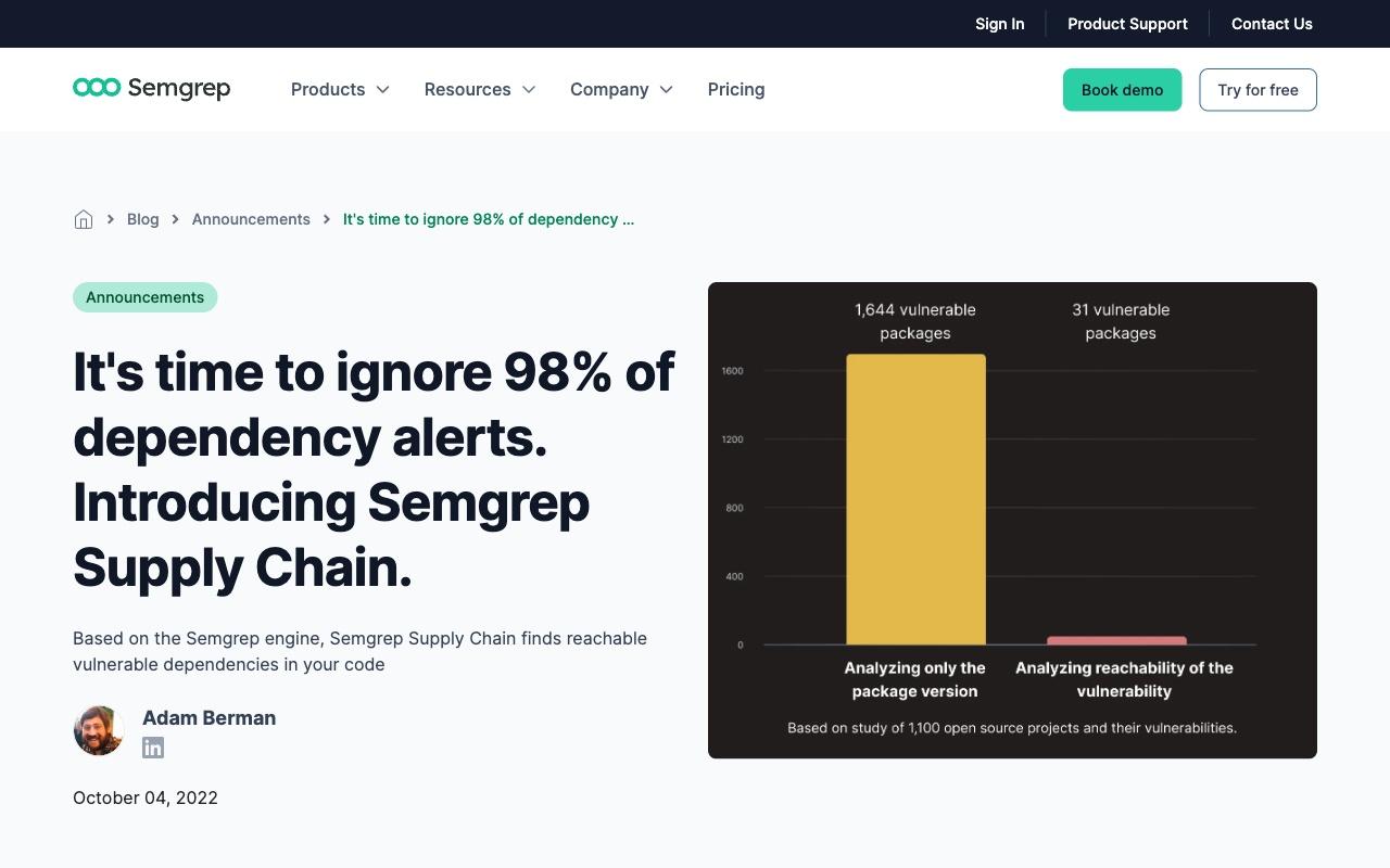 Semgrep Supply Chain screenshot