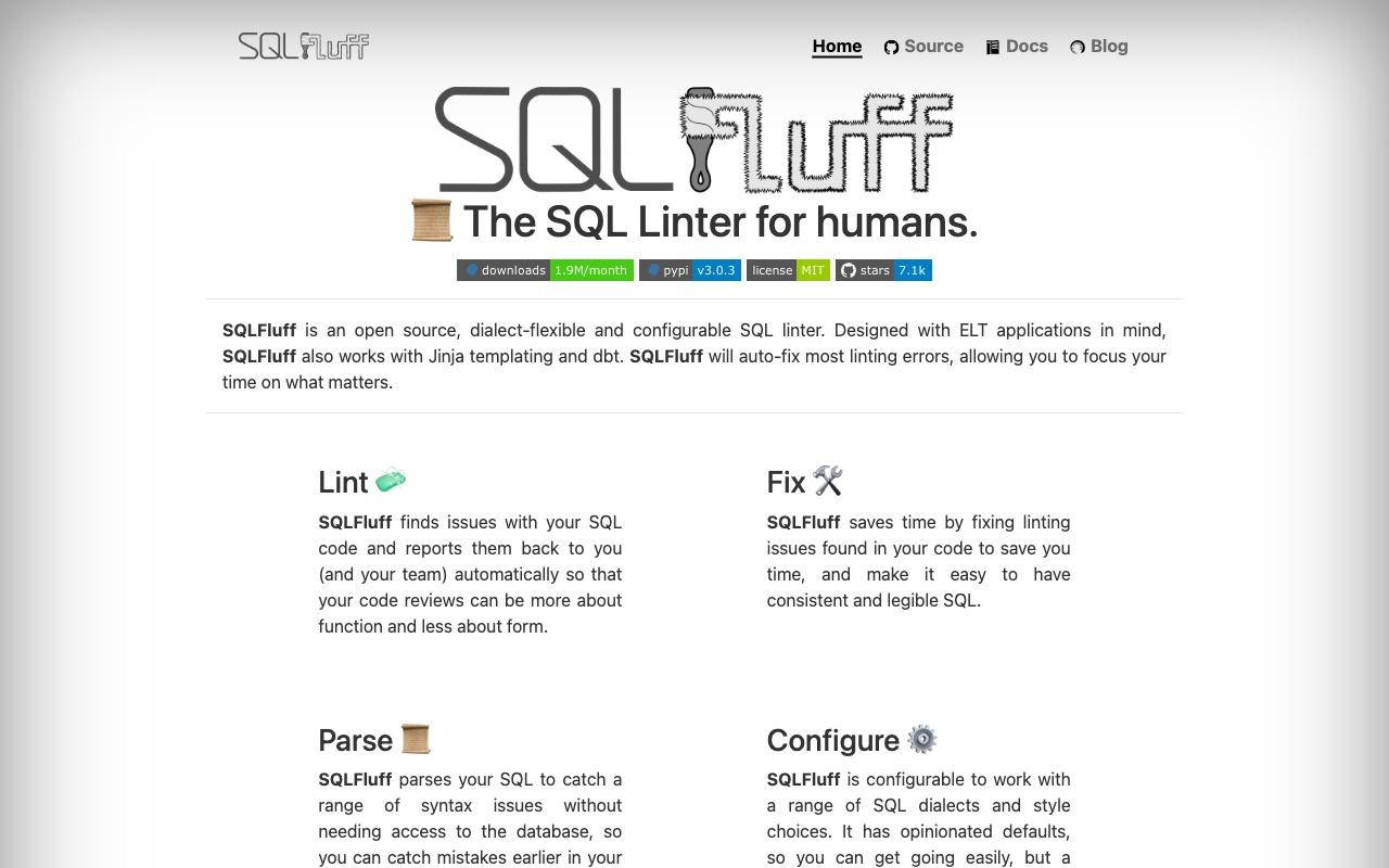 SQLFluff screenshot