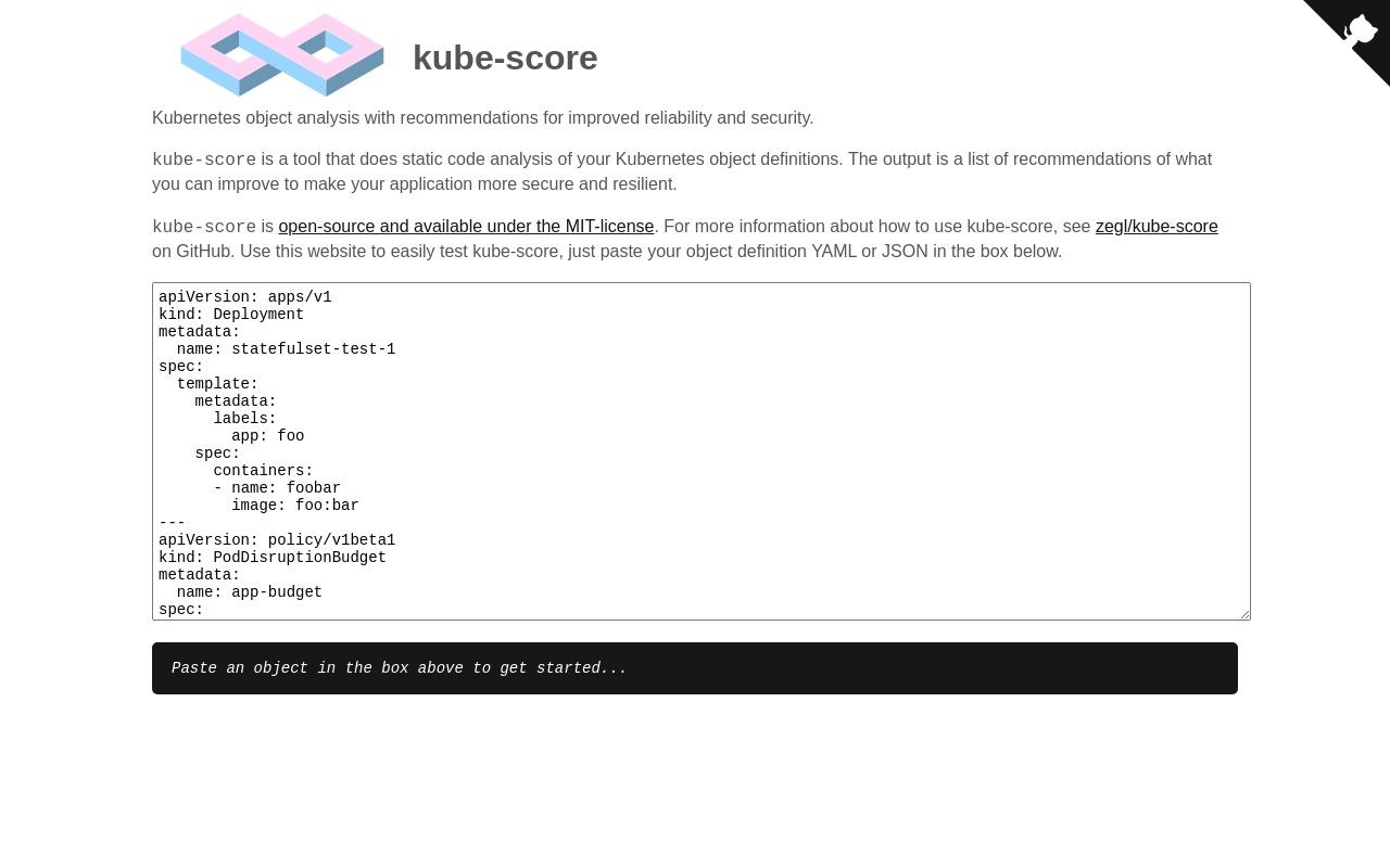 kube-score screenshot