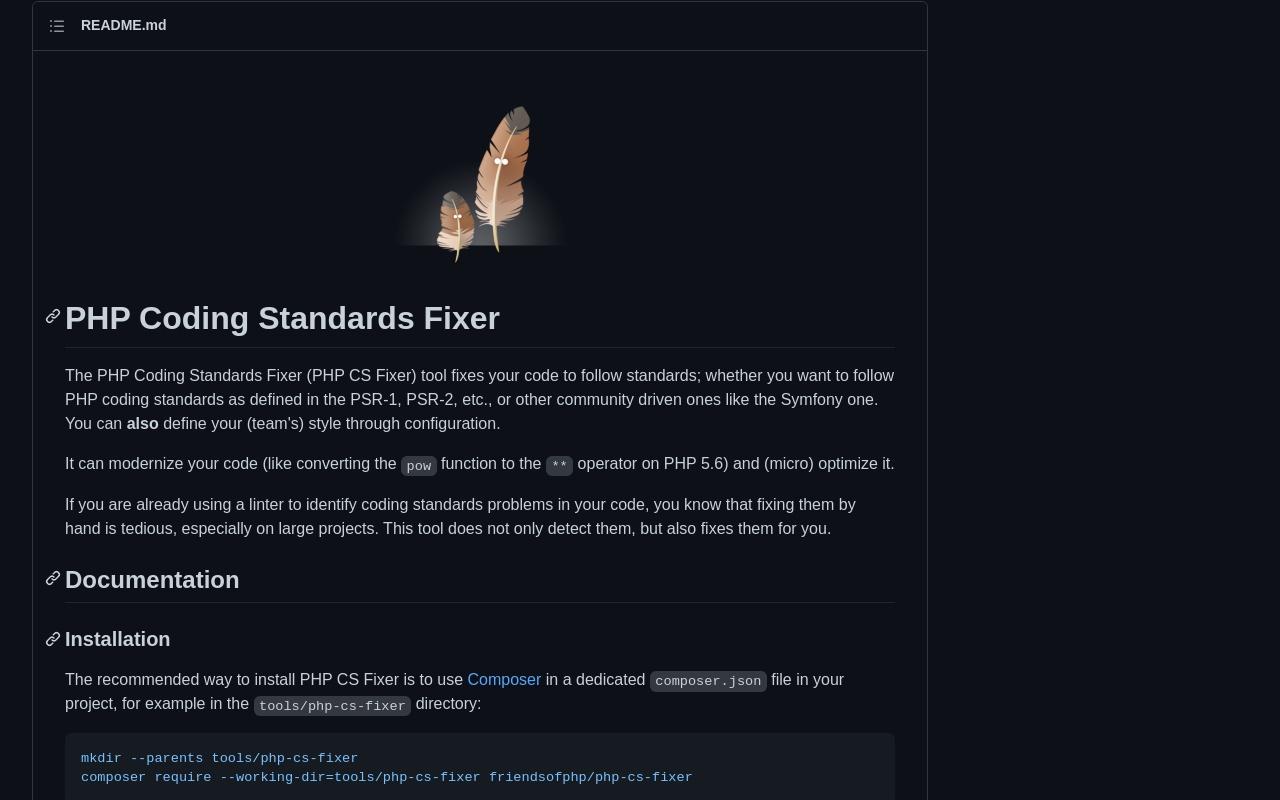 PHP Coding Standards Fixer screenshot