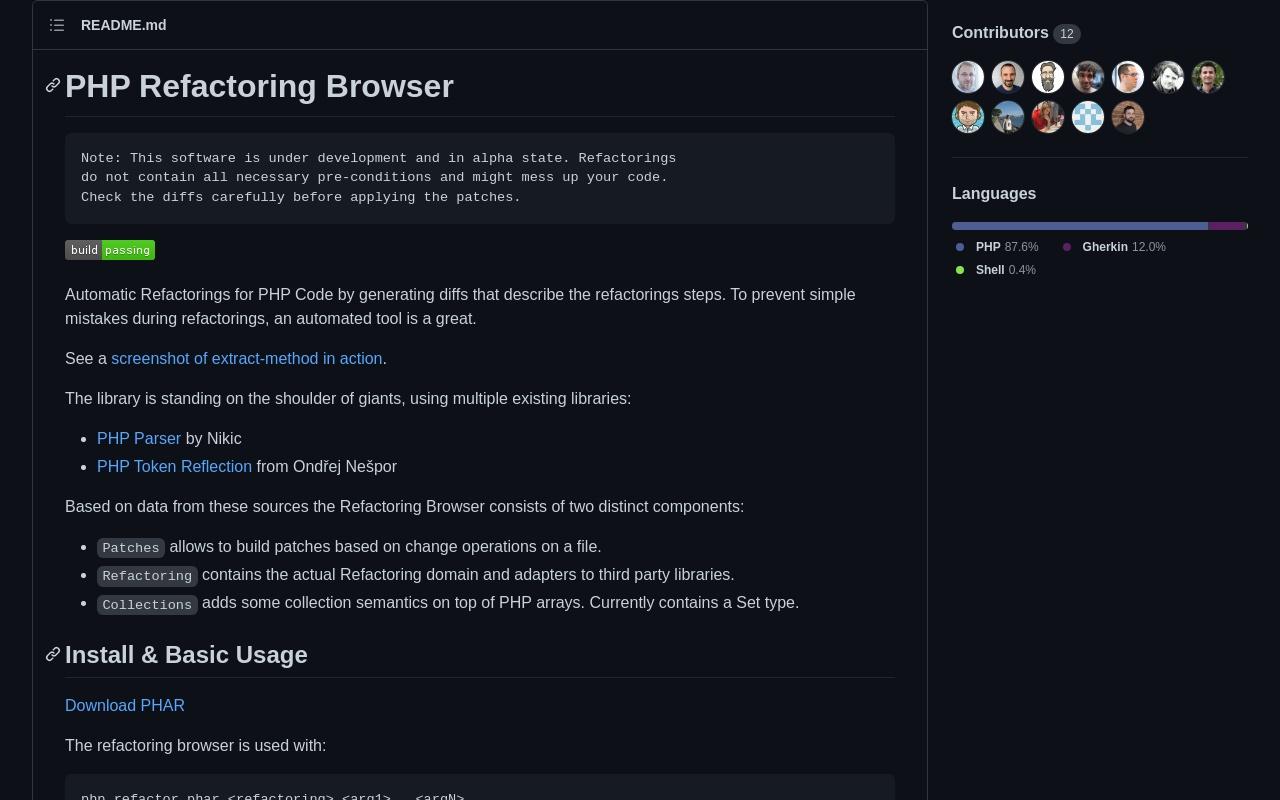 PHP Refactoring Browser screenshot