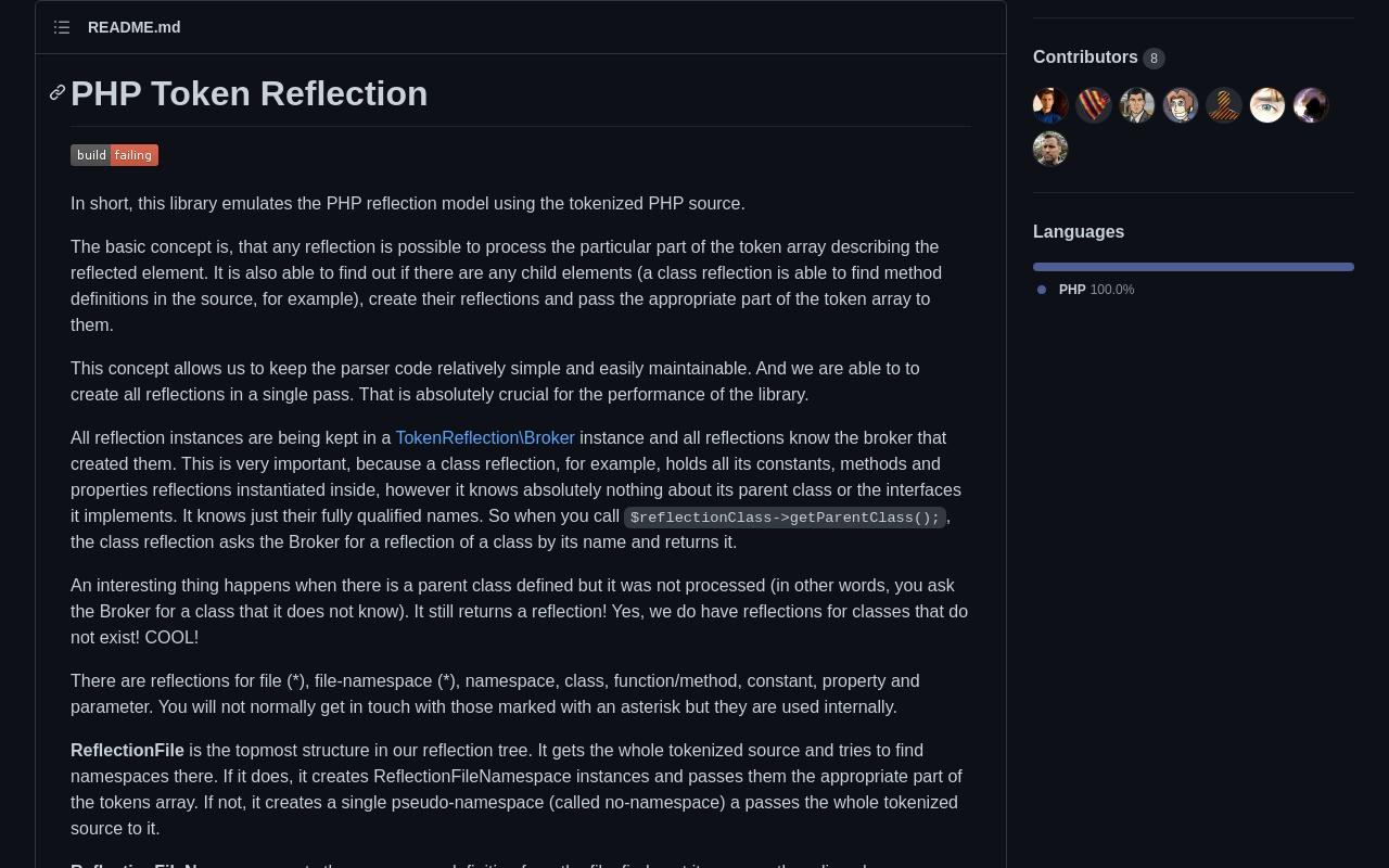 PHP-Token-Reflection screenshot