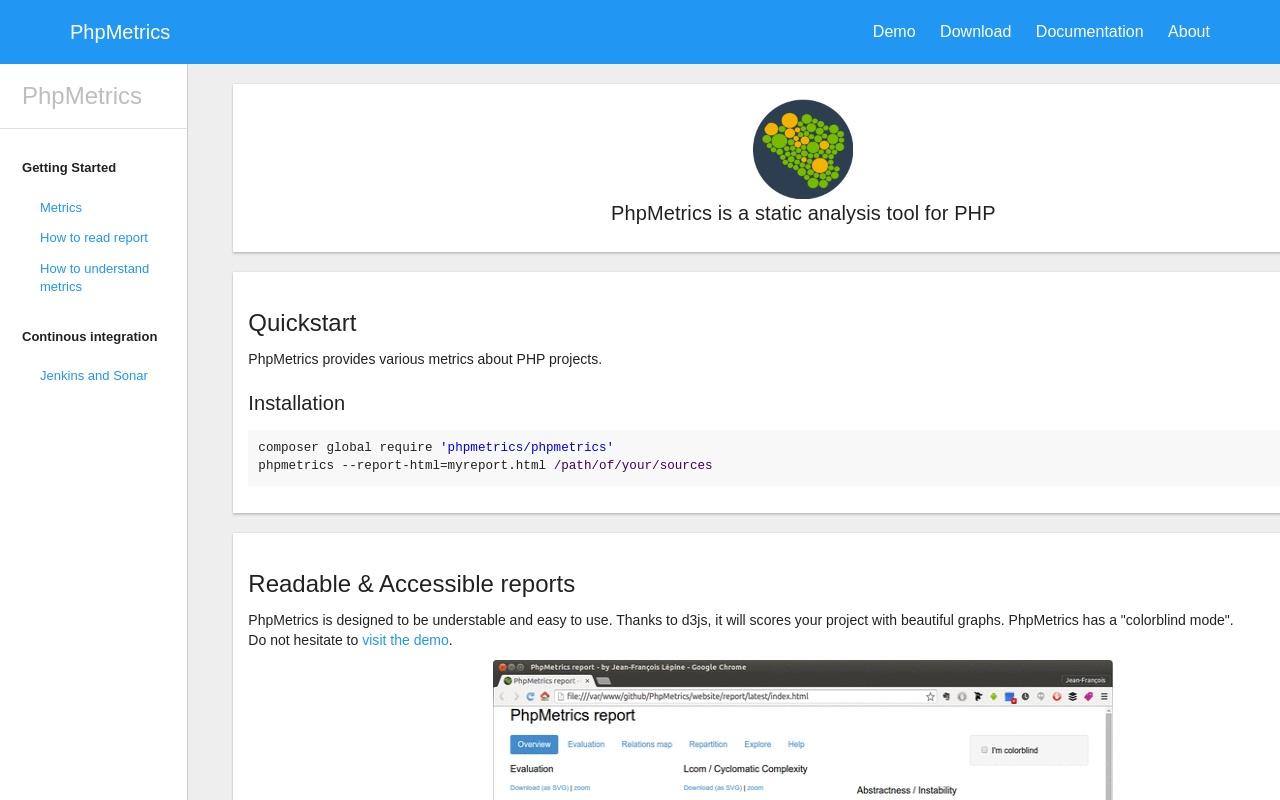 PhpMetrics screenshot