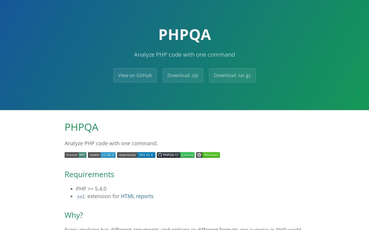 PHPQA screenshot