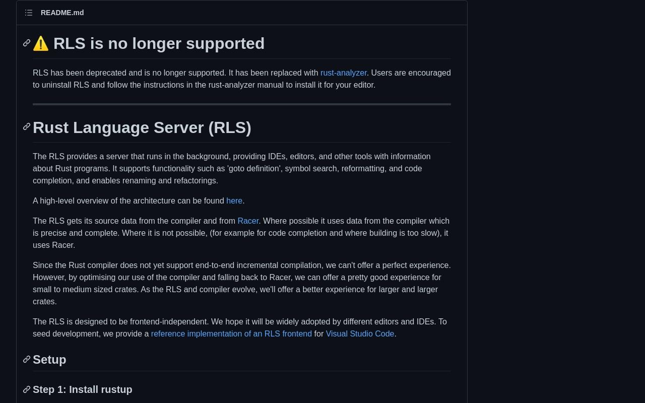 Rust Language Server screenshot